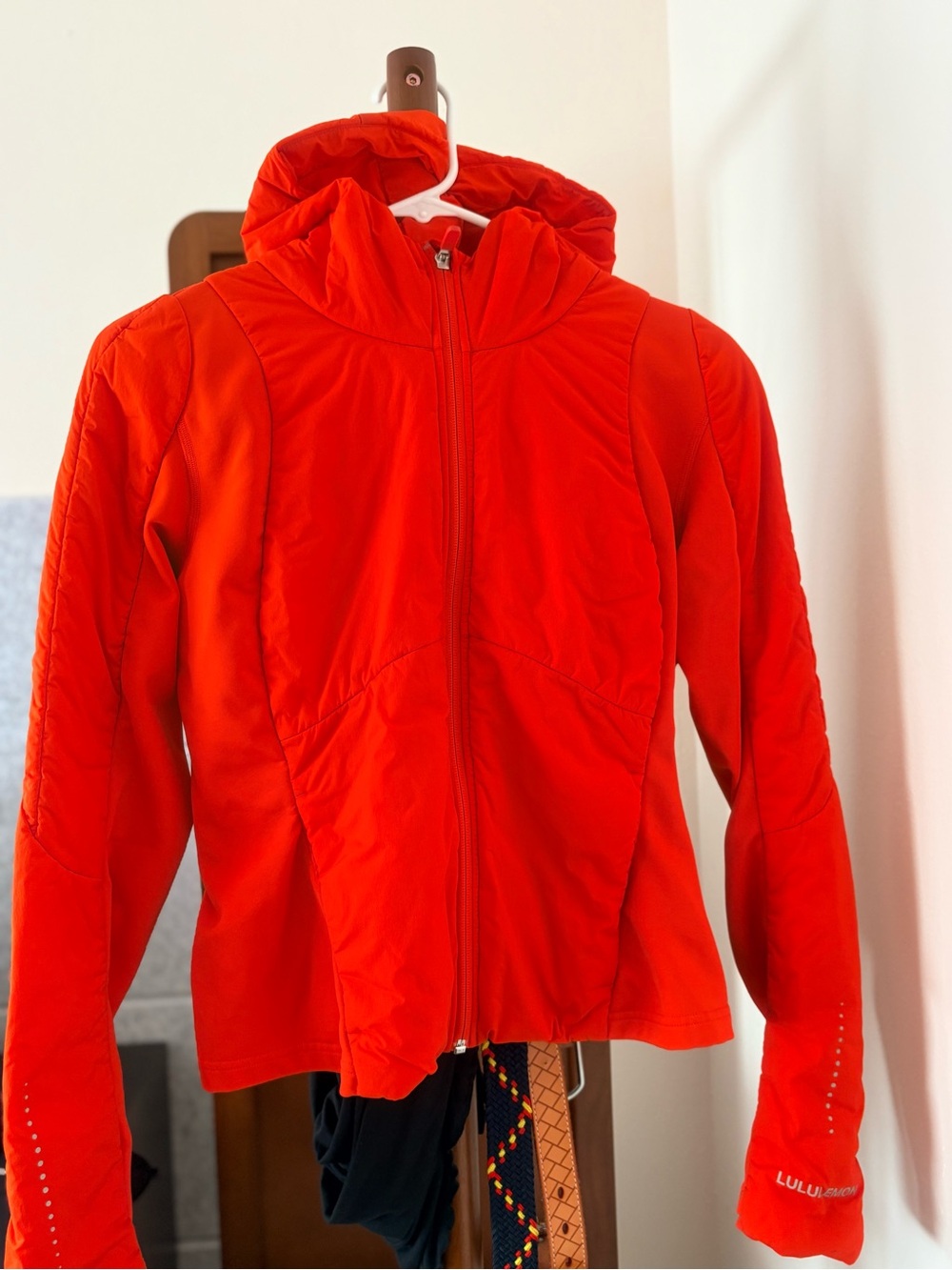 lululemon athletica kids bright red hooded puffer jacket